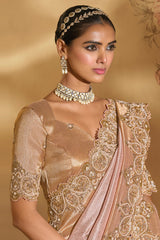 Light Pink Silk Saree with Contrast Border