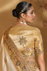 Cream Silk Saree with Contrast Border