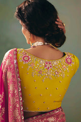 Dark Pink Silk Viscose Saree with Weaving