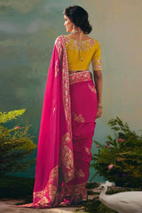 Dark Pink Silk Viscose Saree with Weaving