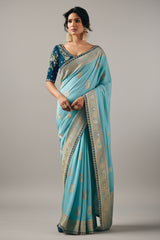Light Blue Silk Viscose Saree with Weaving