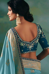 Light Blue Silk Viscose Saree with Weaving