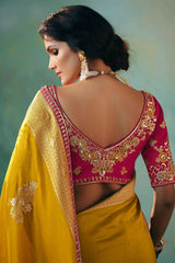 Mustard Silk Viscose Saree with Weaving