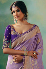 Light Purple Silk Viscose Saree with Weaving