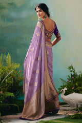 Light Purple Silk Viscose Saree with Weaving