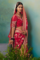 Red Silk Viscose All Over Woven Saree