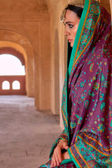 Purple Art Silk Printed Saree with Paisley Motifs