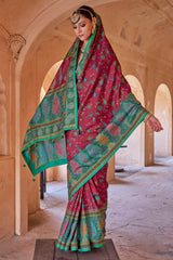 Maroon Art Silk Printed Saree with Paisley Motifs