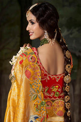 Yellow Silk Woven Saree with Embroidered Border