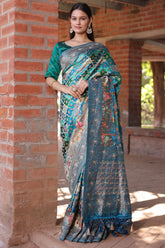 Blue and Multi Colored Modal Silk Woven Saree with Gota and Applique Work - red silk saree