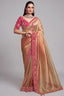 Rose Golden Shaded Tissue Silk Plain Saree with Embroidered Border