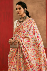 Off White Art Silk Saree with Weaving