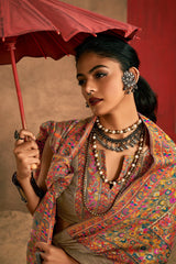 Taupe Art Silk Saree with Weaving