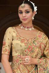 Light Green Silk Woven Saree with Embroidery