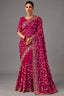 Pink Organza Saree with Sequin Embroidery Work - pink organza saree embroidery