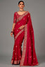Red Georgette Satin Crepe Saree with Sequin Embroidery Work - red satin saree embroidery