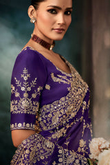 Purple Organza Saree with Sequin Embroidery Work