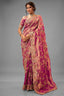 Dark Pink Viscose Silk Embroidered Saree - red silk saree embroidered