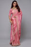 Rose Pink Tissue Dola Silk Solid Saree