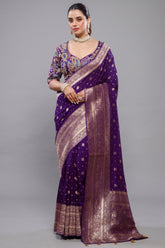 Deep Purple Gaji Silk Woven Saree