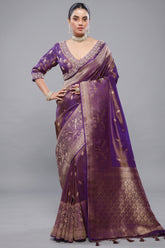 Palatinate Purple Tissue Dola Silk Woven Saree