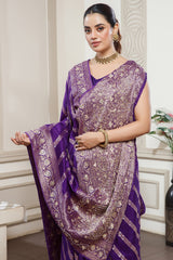 Designer Violet Purple Dola Silk Lehehriya Saree for festive celebrations