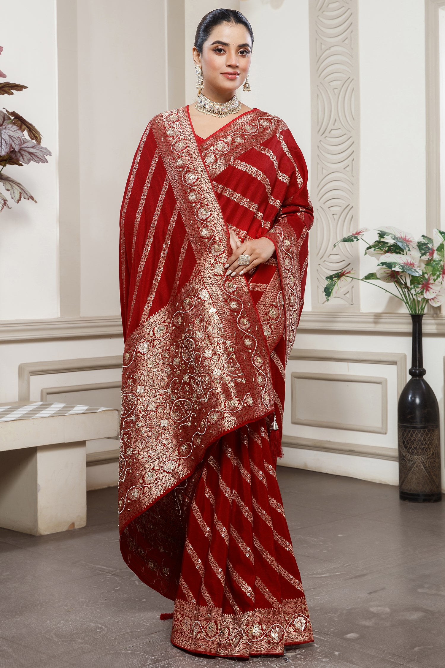 Crimson Red Dola Saree