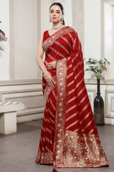 Crimson Red Dola Saree