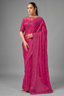 Magenta Pink Saree with Vertical Sequin Embroidery and Sheer Neck Blouse