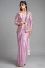 Lavender Lustrous Satin Silk Ready-to-Wear Saree with Double-Weaved Jacquard Jacket & Belt