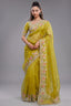 Vibrant Mustard Yellow Tissue Organza with Scalloped Embroidery