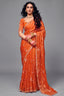 Tangerine Orange Organza Satin Saree Highlighted with Heavy Sequin Embroidery