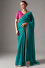 Emerald Teal Organza Saree with Showcasing Sequin Embroidery