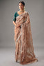 Dusty Rose Brown Saree with Floral jaal Embroidery & Sequin Buttis