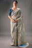 Powder Blue Ice Sheer Saree Detailed with Pastel Embroidery