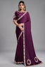 Deep Mulberry Purple Satin Silk Saree With Elevated Sequin Embroidery