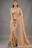 Champagne Peach Kanjivaram Silk Saree with Emerald Paisley Border