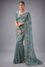 Slate Sea Green Organza Saree with Jarkan Border