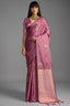Pastel Lavender Lilac Satin Silk Saree with Metallic Tiger Weaves And Geometric Zari Border