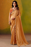 Shimmering Copper Orange Zari Silk Saree with Cutwork Embroidery