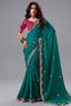 Teal Green Bemberg Saree with Delicate Gold Border