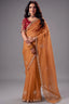Ochre Orange Organza Saree with Zari Embroidered Border