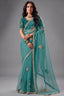 Sea Green Organza Saree with Intricate Border Work