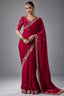 Deep Red Organza Designer Saree Set with Heavy Sequined Work