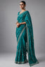 Rich Teal Turquoise Tissue Silk Saree with Allover Sequins & Stone Border Work