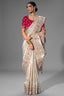 Chiku Beige Kanjivaram Saree with Thread & Moti Embroidery