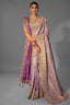 Rose Gold Tanchoi Silk Emerald & Moti Work Saree with Dupatta