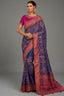 Royal Blue Silk Saree with Kachhi & Mirror Work