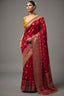 Crimson Red Dola Silk Saree with Handwork Border