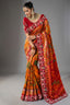 Orange Silk Traditional Woven Patola Saree with Contrast Beaded Work Border